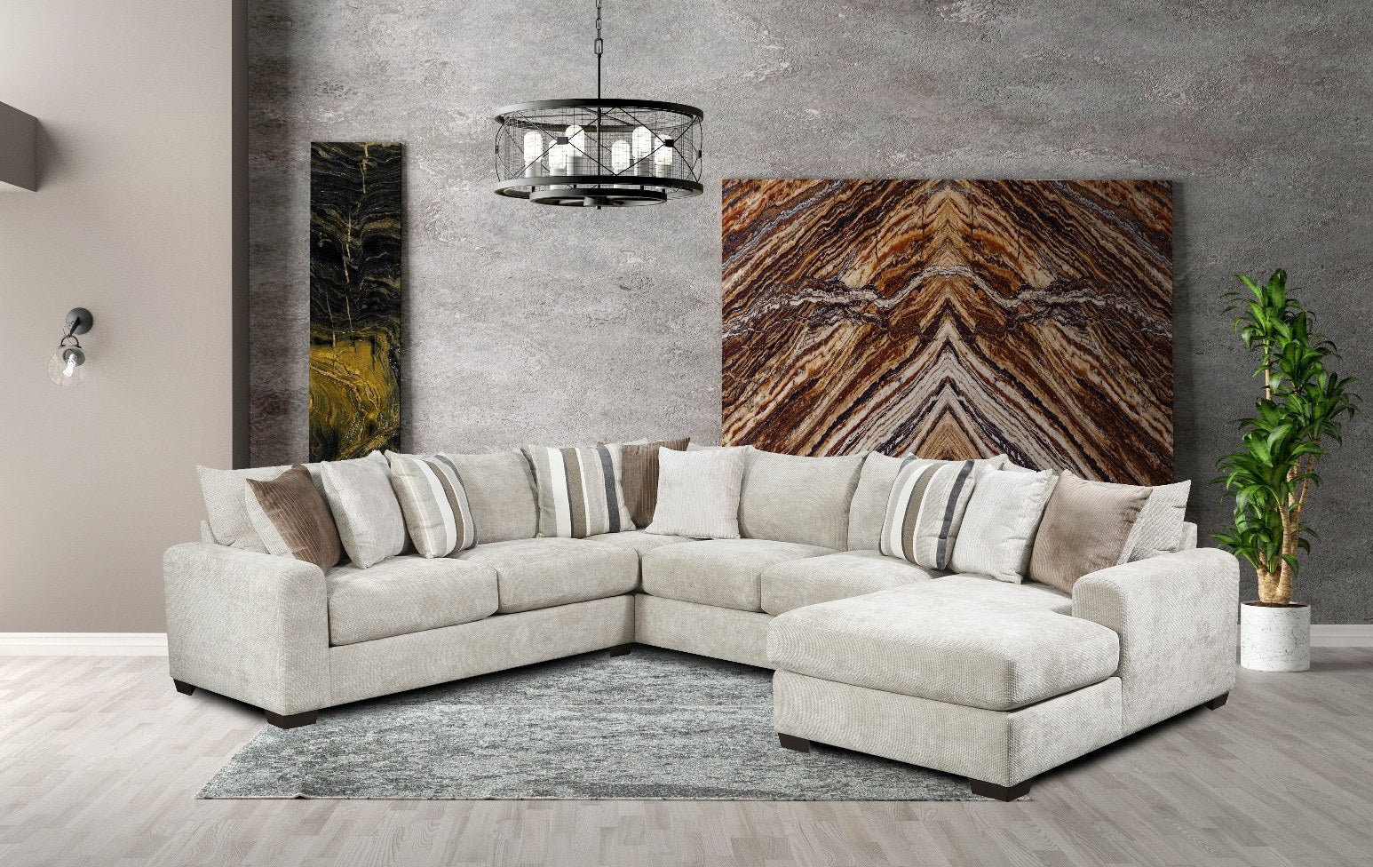 Behold BH3030 Pebble U-Shaped Sectional - Pebble Fabric