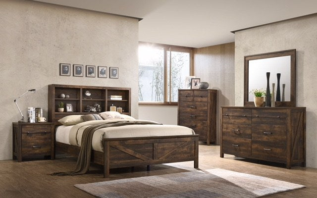 {'index': 3, 'type': 'main', 'description': 'Full front and side view of the 2-drawer nightstand, showcasing its rich dark wood finish, stylish X-panel detailing, and sturdy hardware.'}