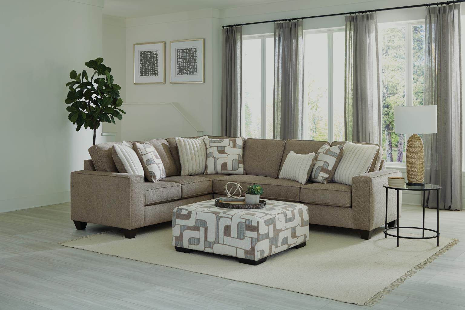 Albany Heather 2-Piece Sectional - Taupe Fabric