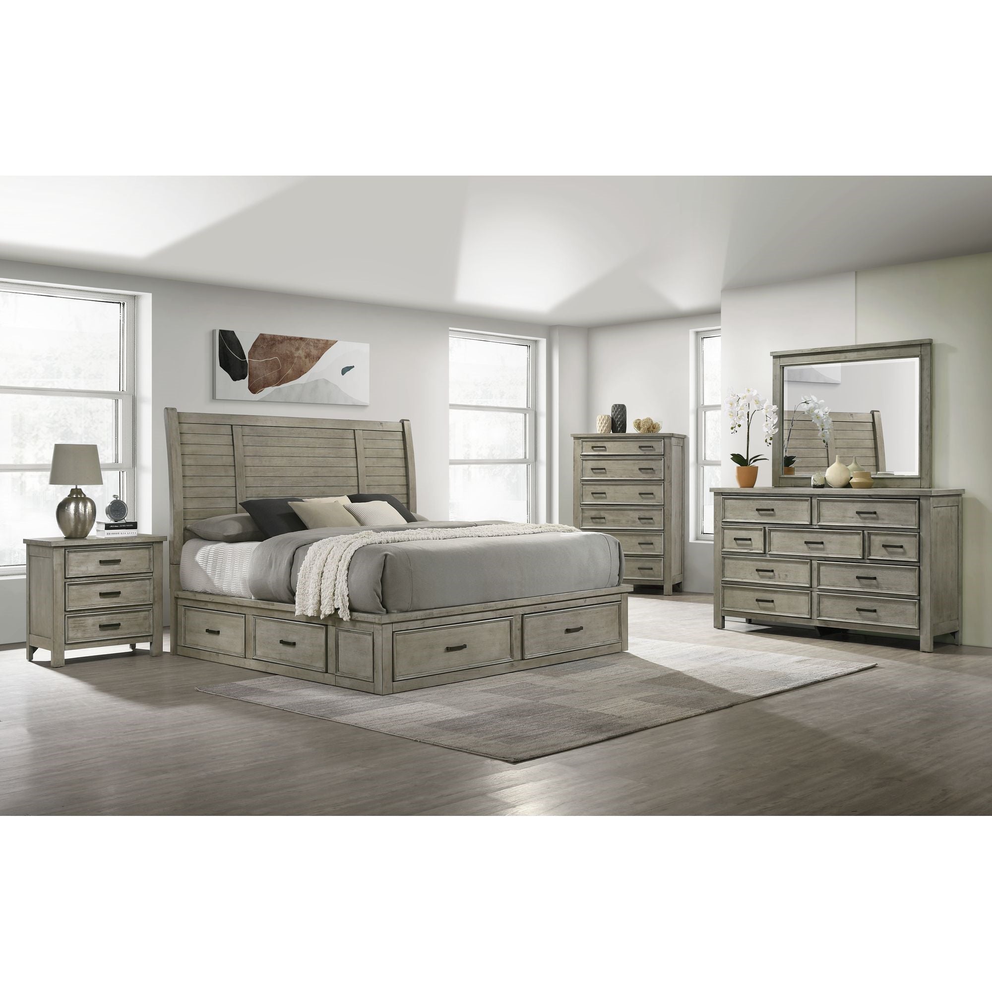 Elements International 3-Drawer Nightstand - Weathered Gray Wood