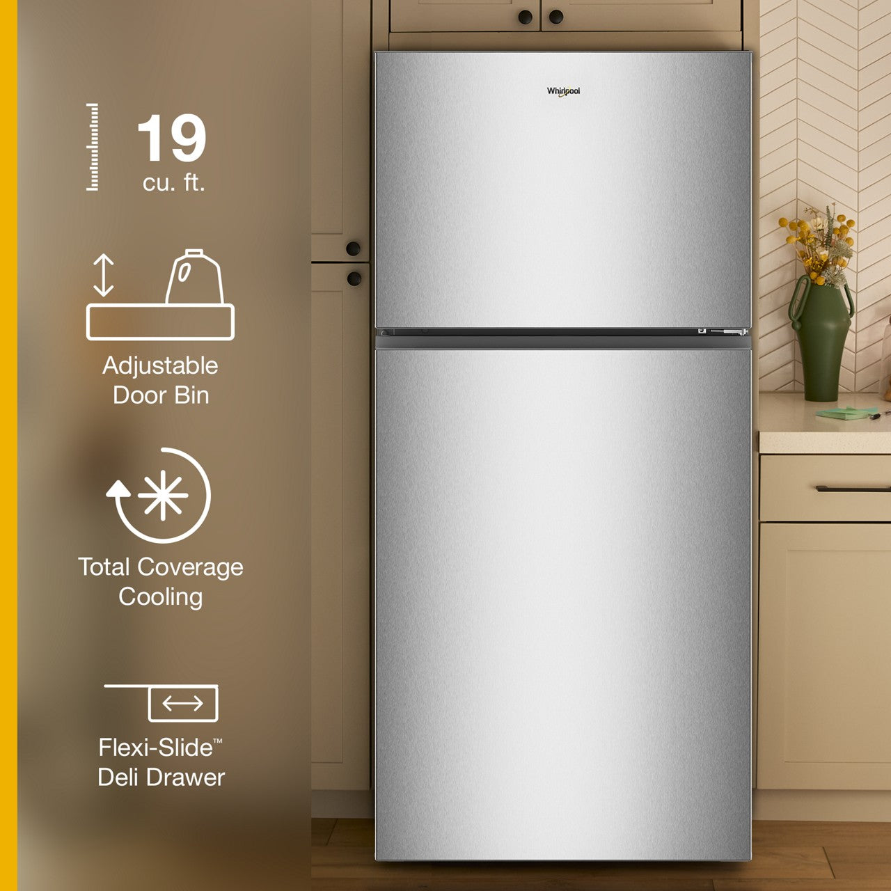 Whirlpool 19 Cu. Ft. Top-Freezer Refrigerator - Stainless Steel