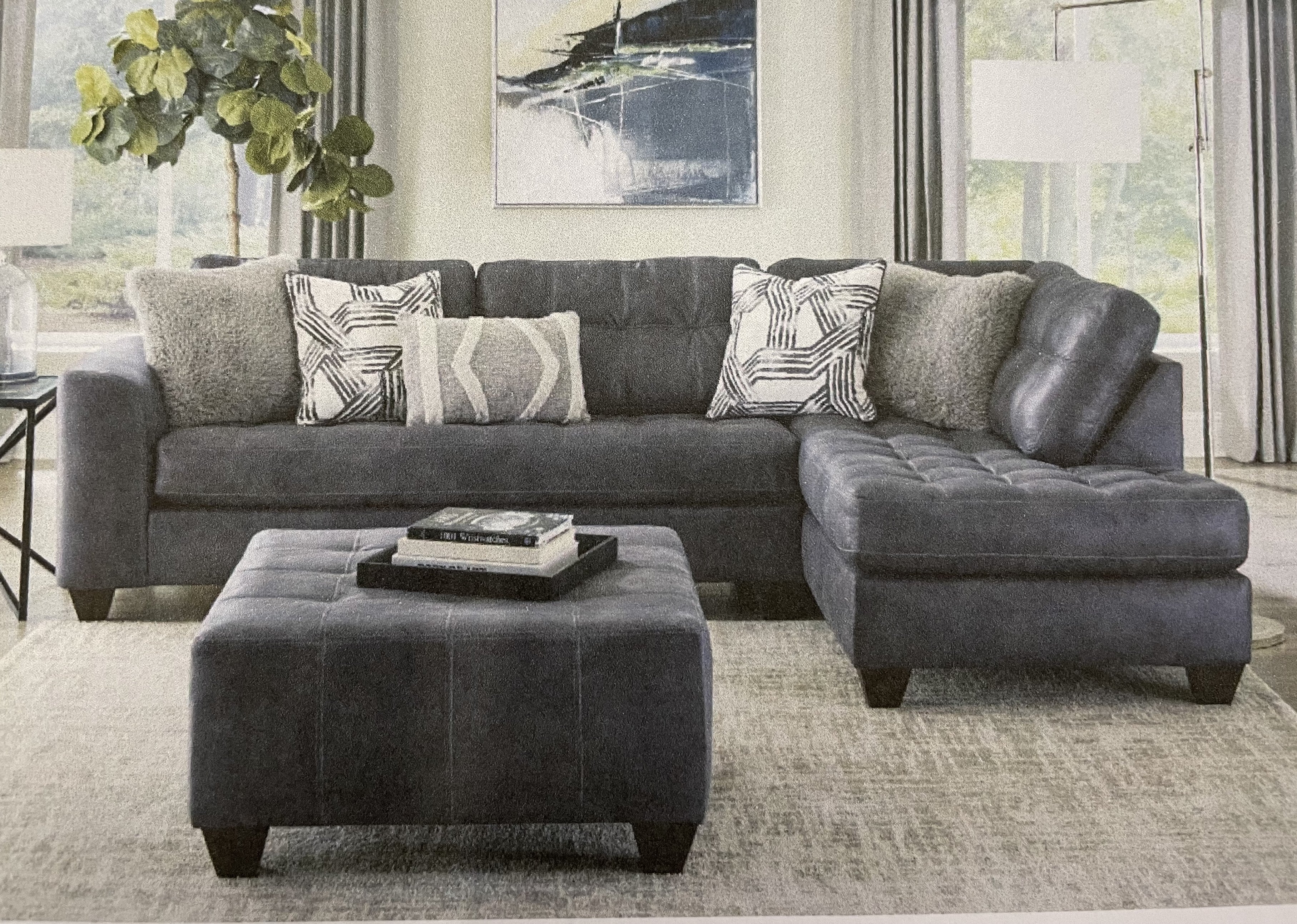 Albany 2127 Pewter Sectional Set - Charcoal Gray